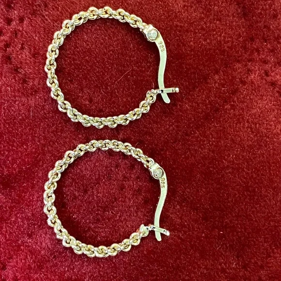 vintage yellow gold over 925 sterling silver hoop earrings. - Picture 1 of 15